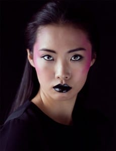 Futuristic Geisha Make-up With Fuschia Cheekbones