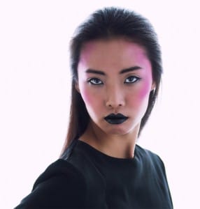 Futuristic Geisha Make-up With Pink Cheekbones and Temples